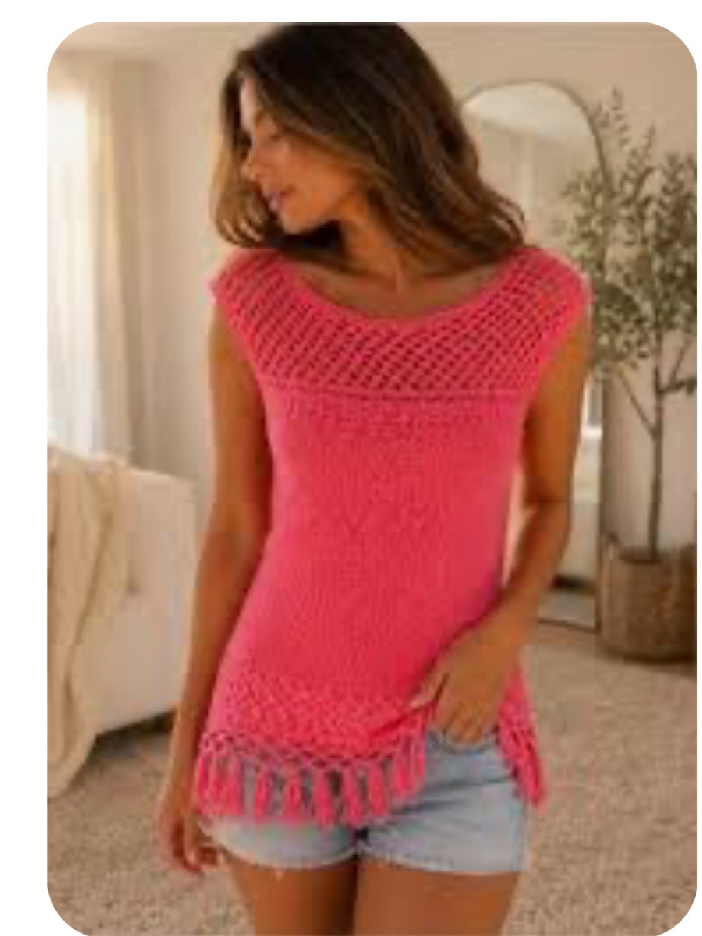 Lilly Pulitzer Neon Pink Crochet Fringe Top size XS NWT